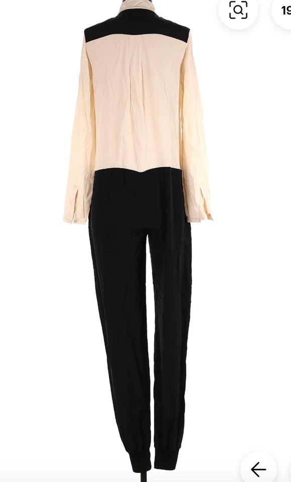 NUEVO SIN ETIQUETAS Joseph Negro y Off White Mate 100% Seda Harén Pantalones Harlem Mono Talla M Foto 3 de 4