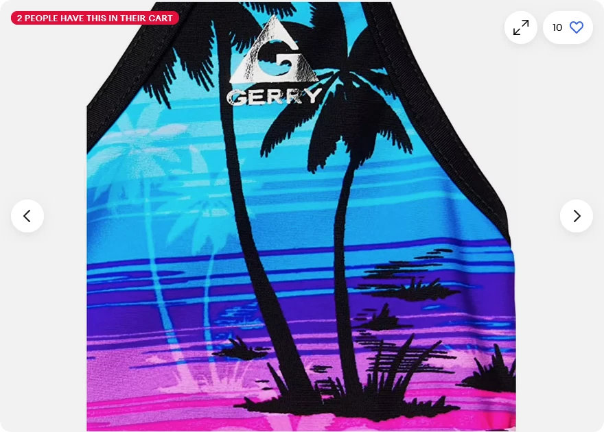 Traje de baño Tankini Bikini Gerry Girl 3 piezas tabla de natación pantalones cortos (negro/palmeras, 10) nuevo con etiquetas Foto 3 de 4