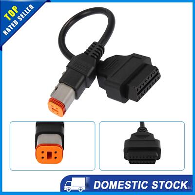 OBD2 Diagnostic Cable For Harley Davidson - 2-in-1 Adapter, 16 Pin To 4 Pin & 6 Pin - Works With Motorcycle Scanners