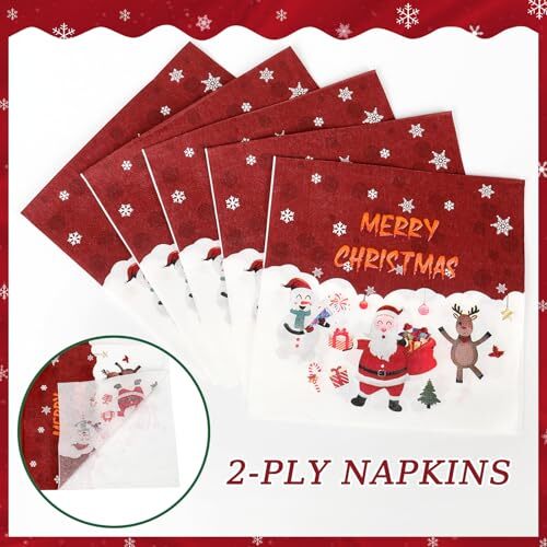 168 Teile Weihnachten Pappteller und Servietten Sets Santa Weihnachten 01 - Bild 5 von 8