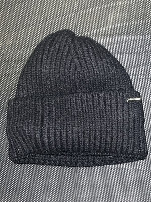 Steve Madden Beanie Ribbed Knit Wide Cuff Black OS Black Cuffed Snowboard Skate