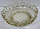 Vintage Imperial Depression Glass Light Yellow Open Lace Edge Fruit Bowl