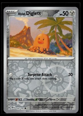 Alolan Diglett Common Reverse Holo 122/191 - SSP - NM