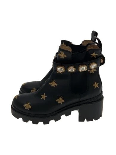 Gucci Side Gore Boots 38,5 Noir 557735 Ceinture Cristal Gucci FU610