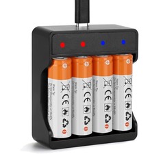 4 Pack Rechargeable AA Lithium Batteries for Blink Camera 2H Fast Charger