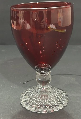 Anchor Hocking Water Glass Bubble Foot Ruby Red Goblet 50's Vintage REPLACEMENT