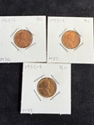 Lot of (3) 1955-S Mint Lincoln Wheat Cent Penny 1c BU UNCIRCULATED Coins M36