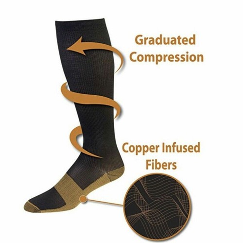 Copper Infused Anti-Fatigue Compression Socks Varicose Vein Socks Unisex - Picture 4 of 8