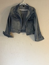 Girls Jean Jacket Cropped Jacket Fashion Denim Coat Size Medium