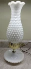 Vintage Mid-Century Modern Fenton White Milk Glass Hobnail Table Lamp Works 15"