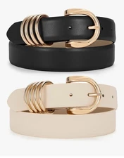 JASGOOD Women's Leather Belt for Jeans Pants Fashion with Gold Buckle