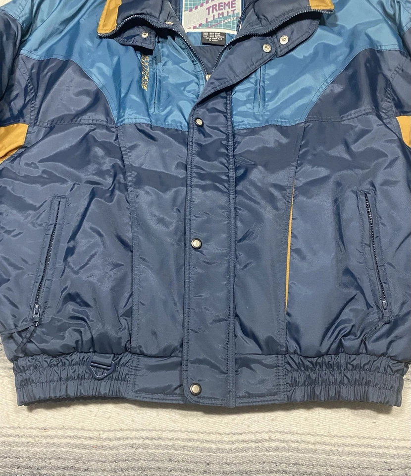 Chaqueta Abrigo Parka De Colección Años 90 Extreme Limit Para Hombre L Azul Bloque de Color Con Capucha Esquí Foto 3 de 4