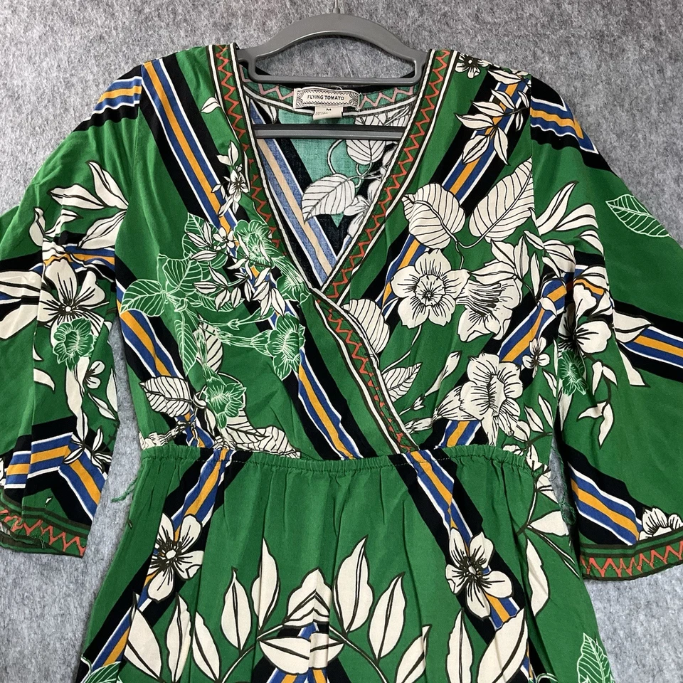 Vestido Flying Tomato Mujer Medio Verde Floral Maxi Tópico Boho Cápsula Costera Foto 2 de 4