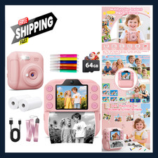 Kids Instant Camera with 64GB SD Card Portable Digital Toy for Boys and Girls