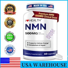  NMN 500mg 60 Capsules - Extra Strength NAD+ Booster Dietary Supplement