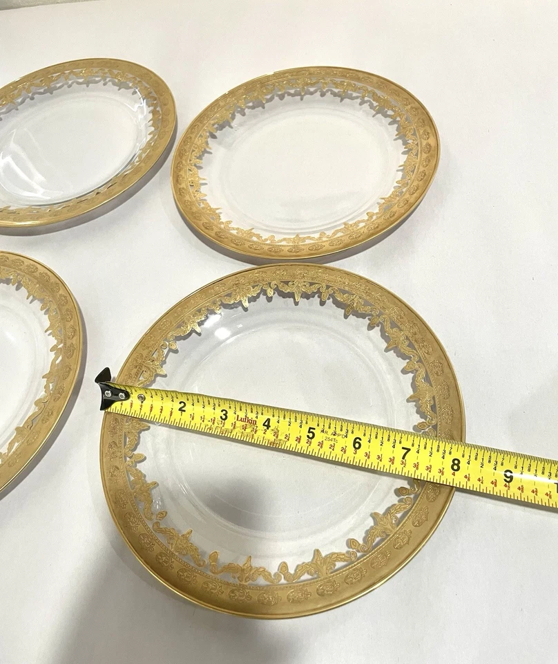 Arte Itálica 24K Vetro Oro Barroco Juego de 4 Platos de Ensalada/Postre Nuevo Foto 4 de 4