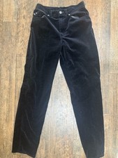 Lauren Ralph Lauren LRL Black Velvet Mid Rise Straight Leg Cotton Pants Size 4