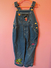 Disney Pixar Monsters, Inc. Boo Mike Wazowski Denim Overalls Blue Girls 3T