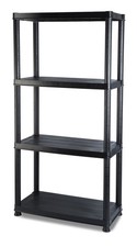 4 Tier Plastic Storage Shelving Unit Durable Freestanding Organiser for Garage