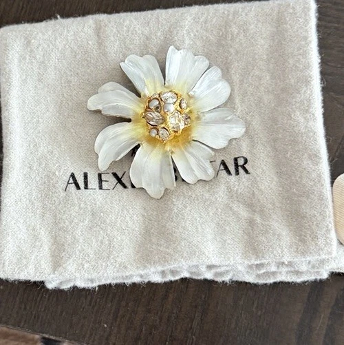Broche Flor Cristal 100% Auténtico Alexis Bittar Blanco/Amarillo Lucita Foto 2 de 4