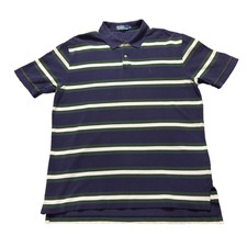 Polo Ralph Lauren Shirt Mens XL Blue Striped Polo Short Sleeve Casual Preppy