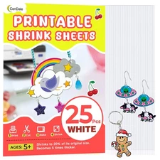 Printable Shrinky Dink Sheets - 25PCS A4 White Shrink Plastic Sheets for Inkj...