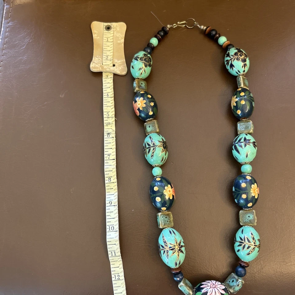 VintageVENETIAN MURANO MORETTI MILLEFIORI GLASS Colorful BEAD Beaded NECKLACE - Image 4 of 4