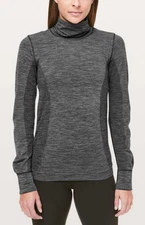 LULULEMON Woolly Wonder Turtleneck Top Merino Wool Base Layer Gray Women’s 4 $88