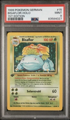 1999 Pokemon GERMAN 1st Edition Base Set Bisaflor-Venusaur Holo 15/102 PSA 9
