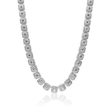 Diamond Clusty Tennis Chain - White Gold