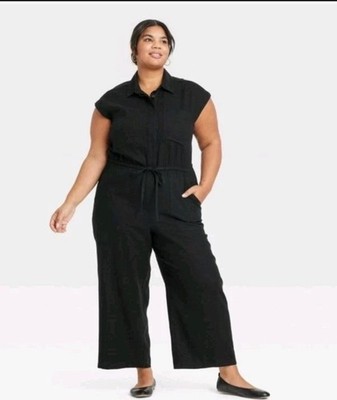 UNIVERSAL THREAD linen overalls Jumpsuit Black Womens 17 1X
