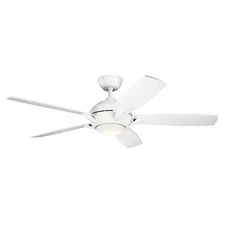 Kichler 330001MWH Geno-54 Ceiling Fan with Light Kit, Matte White Blade Finish,