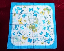 HERMES Carr 90 Scarf FARANDOLE Blue Provence Dance Fandango Butterfly Box Includ