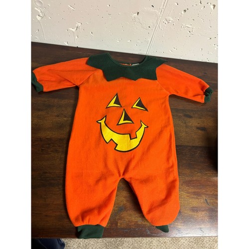 Vintage Frottee Baby Kürbis Halloween Outfit - Größe 0-3 Monate - Bild 1 von 5