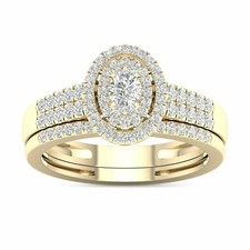 2 Ct Round Cut Simulated Diamond Wedding Bridal Ring Set 14k Yellow Gold Plated
