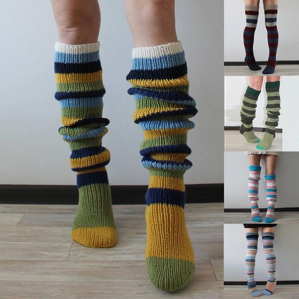 Overknee Strümpfe Damen Gestreift Socken Lange Kniestrümpfe Stockings Leggings - Bild 3 von 4