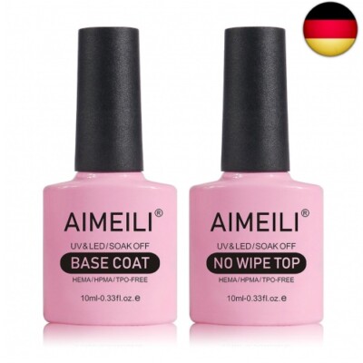 AIMEILI Base Coat Top Coat UV LED Gel Nagellack Gellack Unterlack & Überlack 