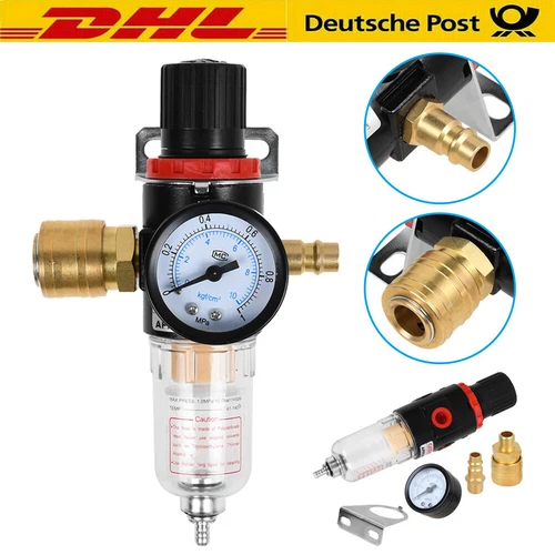 1/4" Druckluft Filter Wasserabscheider Druckminderer Ölabscheider Für Kompressor - Bild 4 von 11