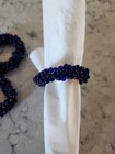 Set of 4 Blue Beaded Napkin Rings, blue table setting, home accent