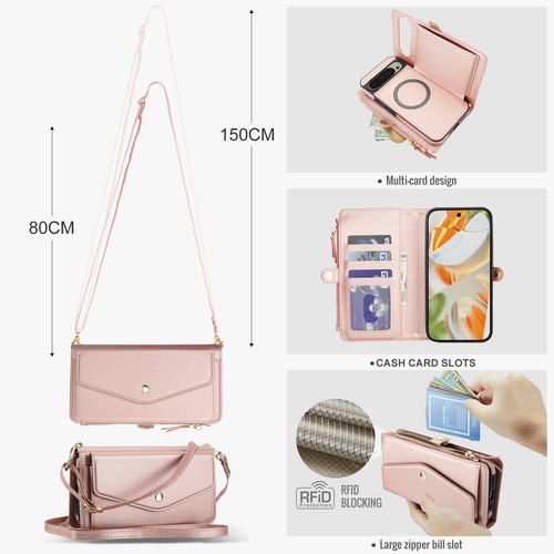 Crossbody With Strap Card Wallet Holder Bag Flip PU Leather Case Cover For Phone - 第 8/26 張圖片