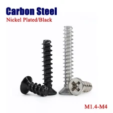M1.4-M4 Flat Tail Phillips Flat Head Self Tapping Screws Nickel Plated/Blacked