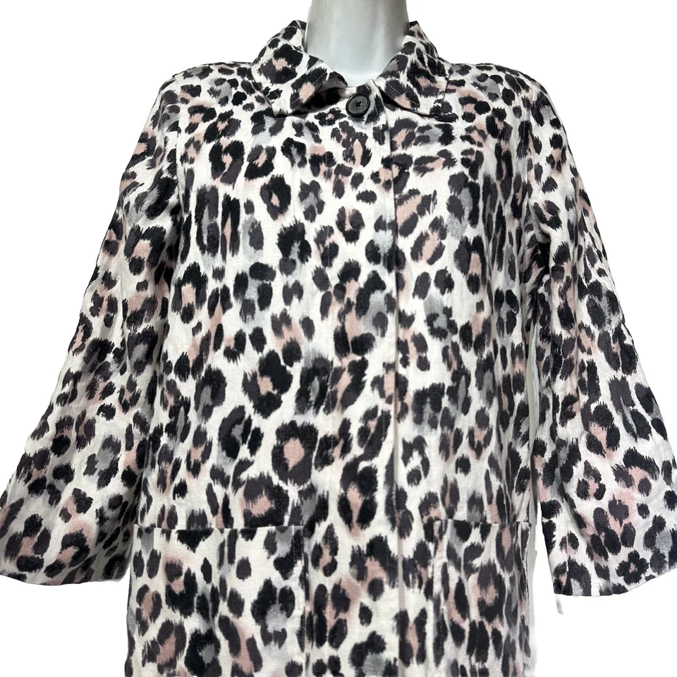 Joie Pink Animal Print Linen Button Up Jacket Coat Size XS - Image 2 of 4