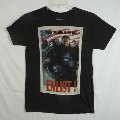 Bethesda Fallout 4 Game ENLIST! Flier Short Sleeve T Shirt Dark Gray Size S