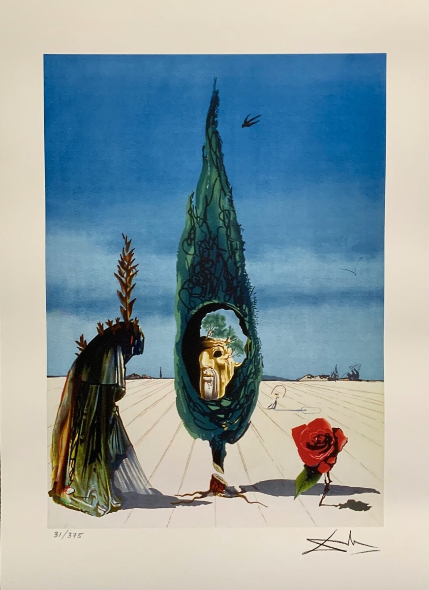 Salvador Dali Rose Painting Salvador Dali MEDITATIVE ROSE Facsimile