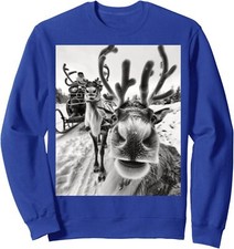 Funny Reindeer Selfie Christmas Christmas Design Unisex Crewneck Sweatshirt