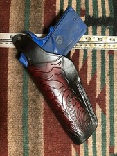 Left Hand Leather Thumb Break Holster Floral Fits Colt Kimber ATI 45 Model 1911