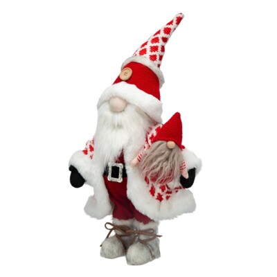 Seasonal Abode red Santa Gnome 20'' white faux fur Christmas doll decor new nwt