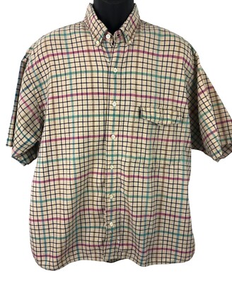 Salty Dog by Gant Plaid Short Sleeve Button Up Shirt Men's Size 1X Big