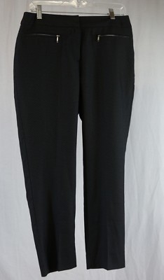 Chico's Size 0 Micro Dot Sydnee Ankle Pants Black White Zipper Pockets New