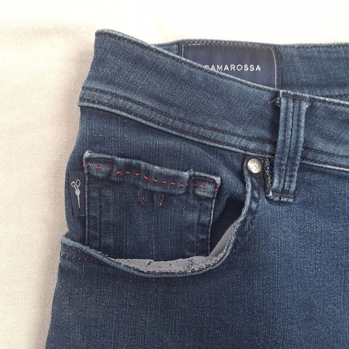 Pantalones de mezclilla elásticos con cremallera Tramarossa Leonardo para hombre talla W34 L34 azul cómodo de diseñador - Imagen 3 de 21